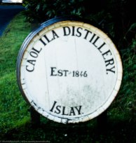Whiskey barrel at entrance to distillery