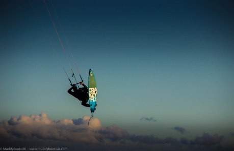 Willi from Fraserburgh, kite surfing at Kilnaughton Bay