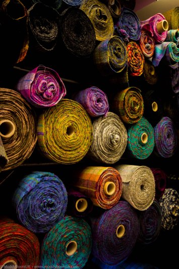 Vivid colours on the rolls of Harris Tweed